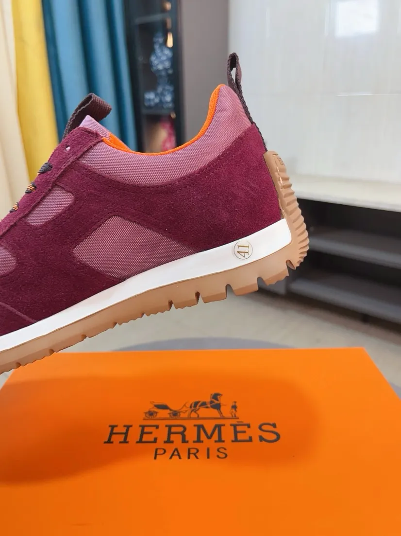 Men's shoes 💰440🌸🌸[HERMES] Hermès sneakers, the upper is made of calfskin and mesh, imported materials, full of texture, the lightweight sole is decorated with contrasting patterns, creating a versatile fashion style. Size: 38-44